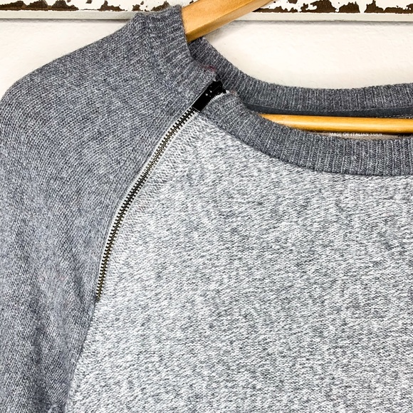 Banana Republic Zip Marled Gray Crewneck Sweater - Picture 2 of 7